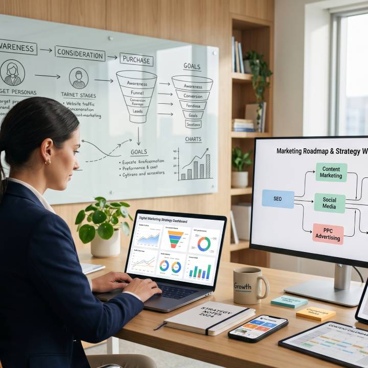 woman building a marketing strategy